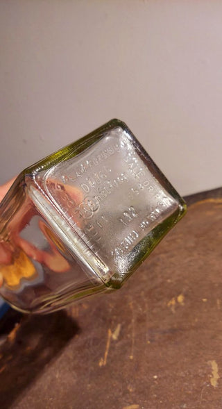 1958  "It's Been A Good Day's Sail" Liquor Decanter with Etched Ship Scooner on glass for Seagrams by Armstrong Glass Co.