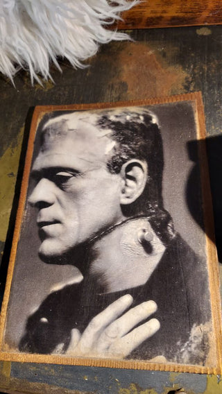 a) Love Story - 1935 Mr and Ms Frankenstein Profile Portraits Print on Wood - Hang me or Frame me