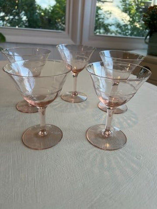 Petal Pink Etched Champagne Glasses (Set of 4)