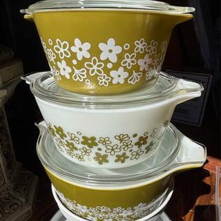 Vintage Pyrex Crazy Daisy Nesting Casserole Set w/Lids #139