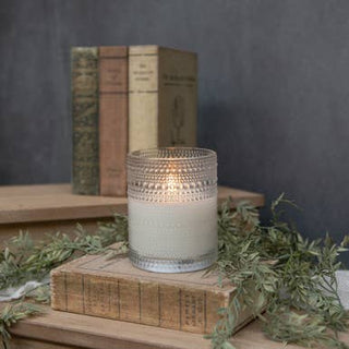 5" Hobnail Style Glass 3D Flame Candle - Battery Operated w/ 6 hour timers
