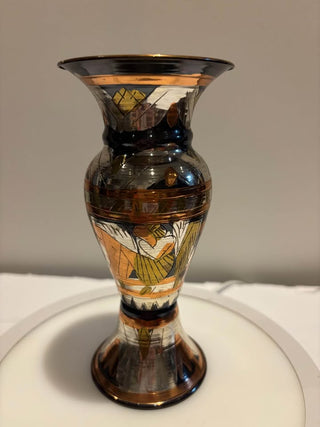 Vintage Egyptian Revival Vase, # 310 Copper, Brass and Silver Inlay