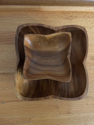Vintage Leilani Monkey Pod Wood Salad Bowl Set (Set of 5)