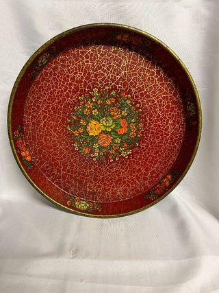 Red Circular Metal Tray