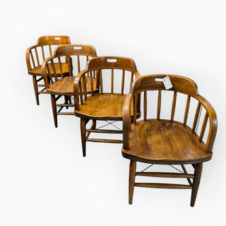 Set of 4 Solid Oak Vintage Captain's Chairs