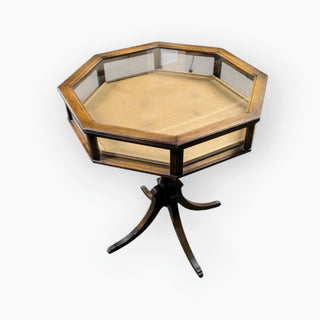 Mahogany Octagon Vitrine Table, 24Wx24Dx29H