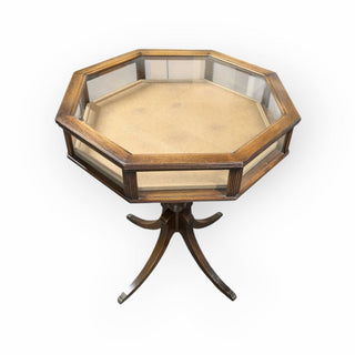 Mahogany Octagon Vitrine Table, 24Wx24Dx29H