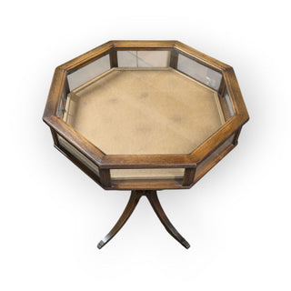 Mahogany Octagon Vitrine Table, 24Wx24Dx29H