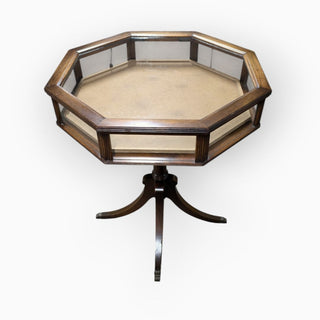 Mahogany Octagon Vitrine Table, 24Wx24Dx29H