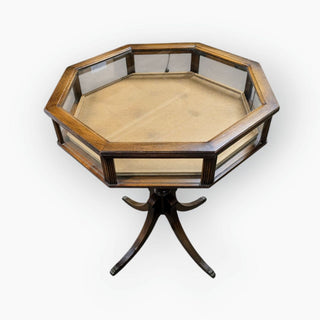 Mahogany Octagon Vitrine Table, 24Wx24Dx29H