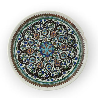 Hand Painted Turkish Pottery  Decorative Plate 13wx13hx1d