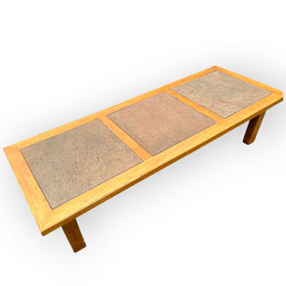 Long Wood Coffee Table  with Tile Top 64.5Wx24Dx15.5H