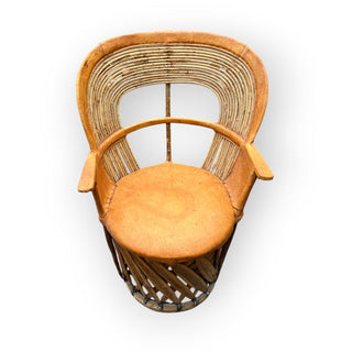 Mexican Equipale Barrel Chair with Twig Back 25Wx21Dx37H