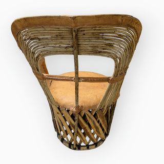 Mexican Equipale Barrel Chair with Twig Back 25Wx21Dx37H