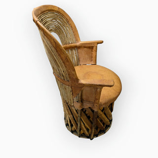 Mexican Equipale Barrel Chair with Twig Back 25Wx21Dx37H