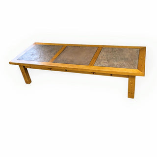 Long Wood Coffee Table  with Tile Top 64.5Wx24Dx15.5H
