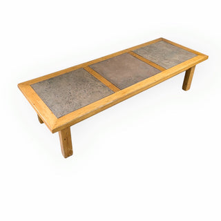 Long Wood Coffee Table  with Tile Top 64.5Wx24Dx15.5H