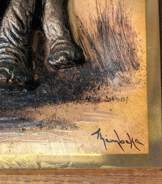Copper Plaque Wildlife Elephant, 6.5Wx2.5Dx9.5H