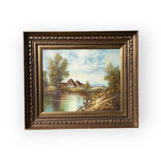 Hoppman, Original Signed Landscape Oil Painting, 27Wx2Dx24H