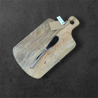 Mango Wood Cheese & Cutting Board with Canapé Knife – Entertain in Style (4 Assorted Styles)