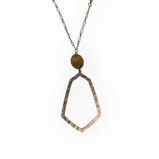 Long Gold and Gray Necklace with Stud Earrings Set