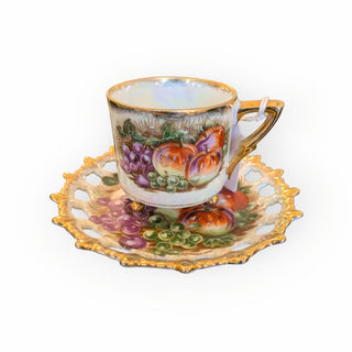 Porcelain Cup and Saucer, Fruit Design