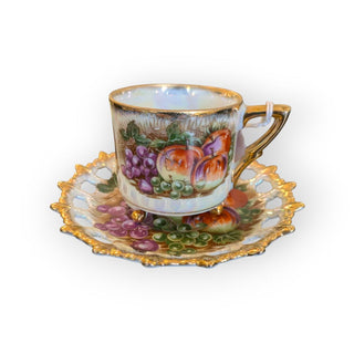 Porcelain Cup and Saucer, Fruit Design