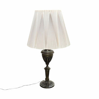 Vintage Brass and Black Table Lamp with Pleated Shade 19wx19dx36h