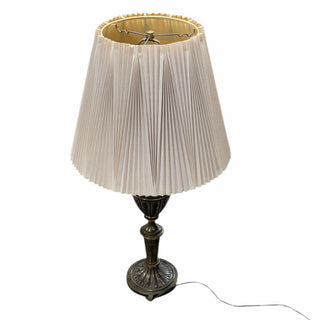 Vintage Brass and Black Table Lamp with Pleated Shade 19wx19dx36h
