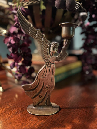 Vintage Medium Brass Angel Candle Holder