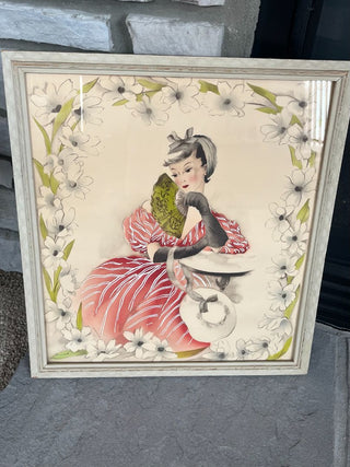 VTG 1940's Framed Bernard Pic Co. Watercolor Portrait
