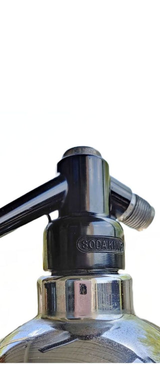 Art deco 1936 Soda King Soda Siphon Seltzer Water, handsomely designed Chrome plated