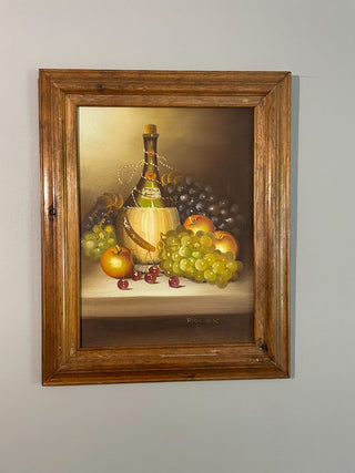 Chianti Wine Signed Still Life Painting