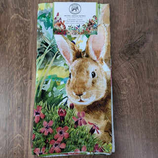 Set of 2 Cotton Tea Towels with Bunnies