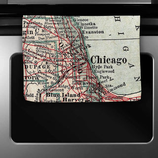 Chicago Illinois Map Waffle Weave Kitchen Towel Tea Towel