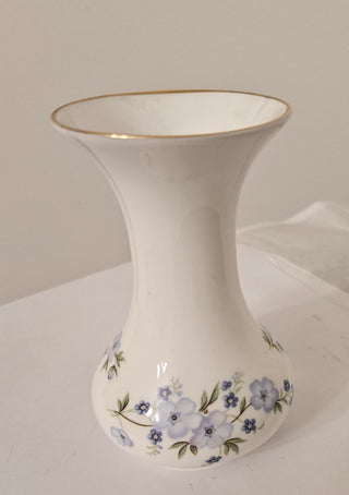Vintage Aristocrat Bone China Bud Vase with Blue FLowers