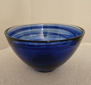 Vintage Cobalt Blue Swirl Glass Bowl