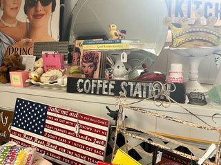 HM B&W "Coffee Station" Wood Sign-New