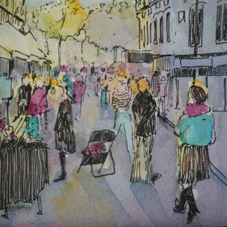Original Painting "Paris Market at Sunset"