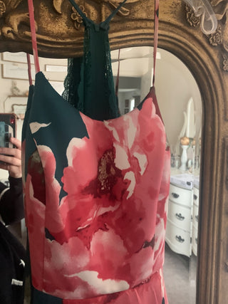 Big Floral teal full length dress