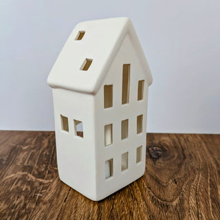 House Shaped Candle Holder with Free Battery Operated Tea Light - 9 windows