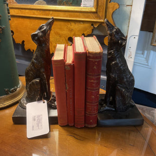 Set of BORZOI BRONZE BOOKENDS 9" dogs sitting figurine - 4.5"x4.5"x10"T