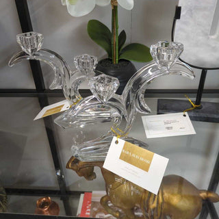 Glass arch candlestick holders -PAIR