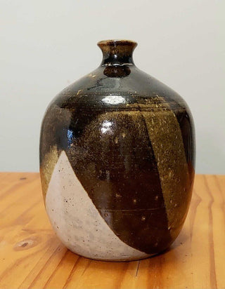1970 Earth tone Glazed Stoneware Studio Pottery Vase signed HORTON 70