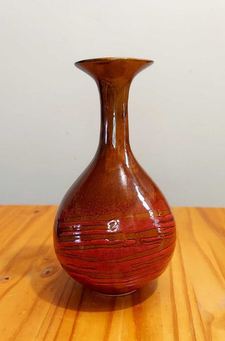 1960's Lava Beach At Sunset Toned Glazed Bud Art Vase - Studio Art Pottery - 61246 Signed