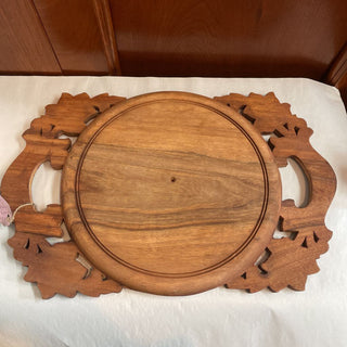 Teak Tray w/Brass Inlay - 18"W x 12"T