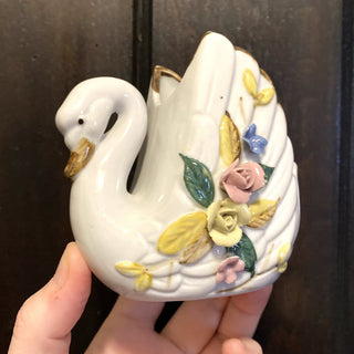 Vintage Ceramic Swan Planter/Trinket Dish 4x4x2.5