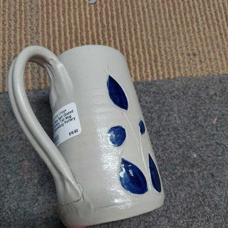 Cobalt Blue Salt Glazed Leaf Pottery Tall Mug by Williamsburg Pottery