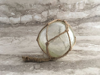 Vintage rope-netted glass float, 6", RW