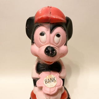 Vintage Plastic Mickey Mouse Coin Bank 8x3.25x3.25